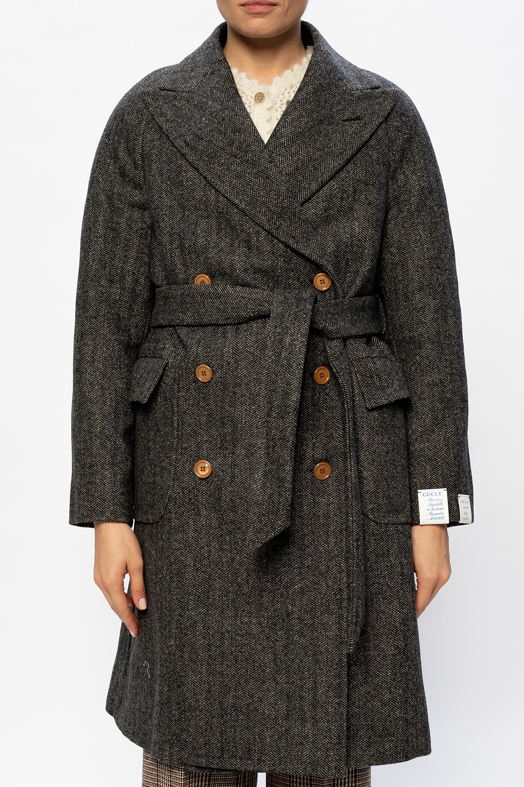 Gucci Double-breasted herringbone coat